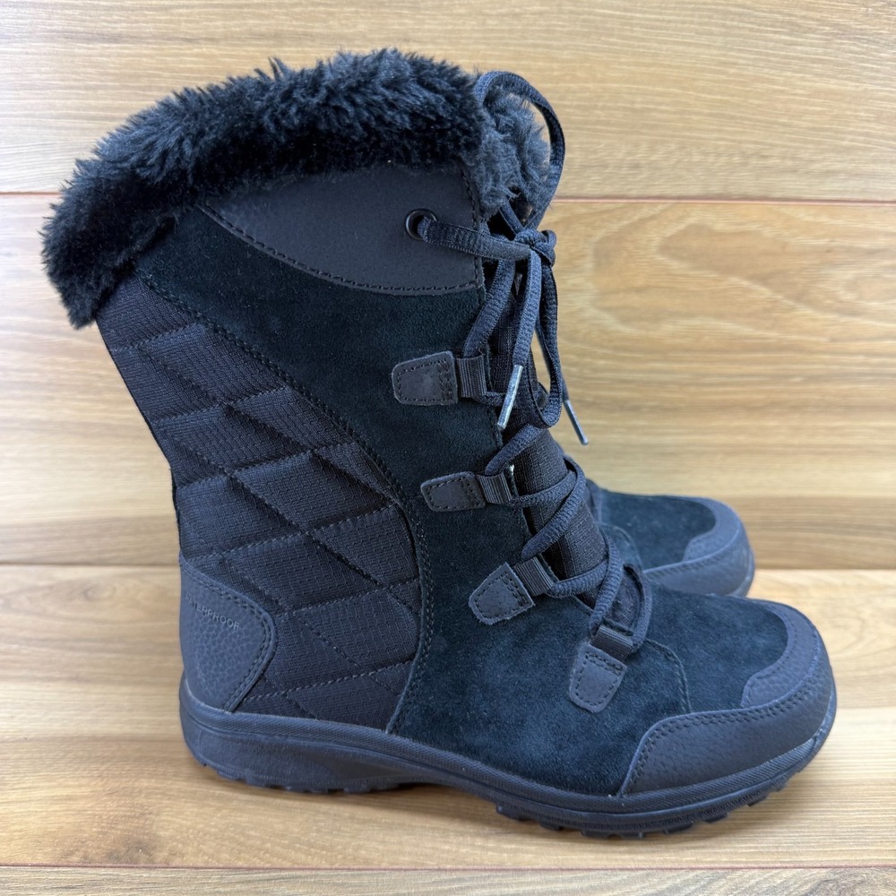 Columbia Ice Maiden II Snow Boots Womens 7 Black Quilted 200 gram insulated